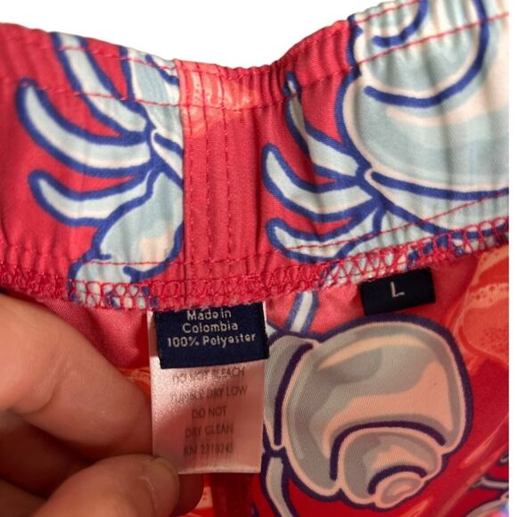 Vineyard Vines Swimming Trunks Mens Large Red Hermit Crab Print Quick Dry Short - Picture 7 of 8